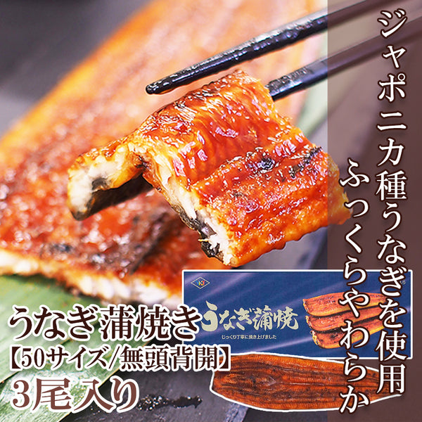 うなぎ 蒲焼き 3尾入 ( 50尾サイズ / 真空パック / ウナギ / 蒲焼き / 鰻 / 無頭背開 / 1尾あたり約1,593円 )