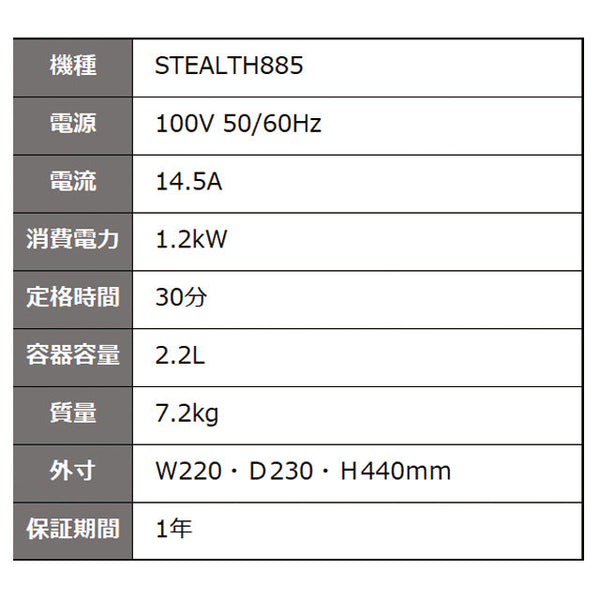 ブレンテック スムージーブレンダーSTEALTH885