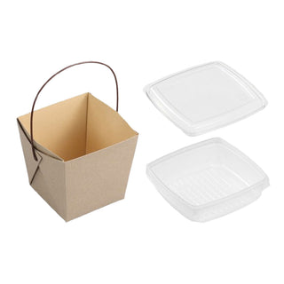 クラフト 嵌合 容器付き 20個 ( 3点セット / 包材 / テイクアウト )