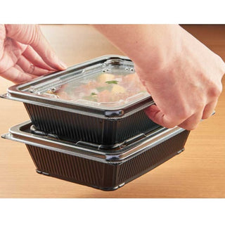 【容器のみ】DLV角19-14-1(47) MSD 50枚入り ( 黒色 / ブラック / 仕切りアリ / 弁当容器 / 弁当箱 )