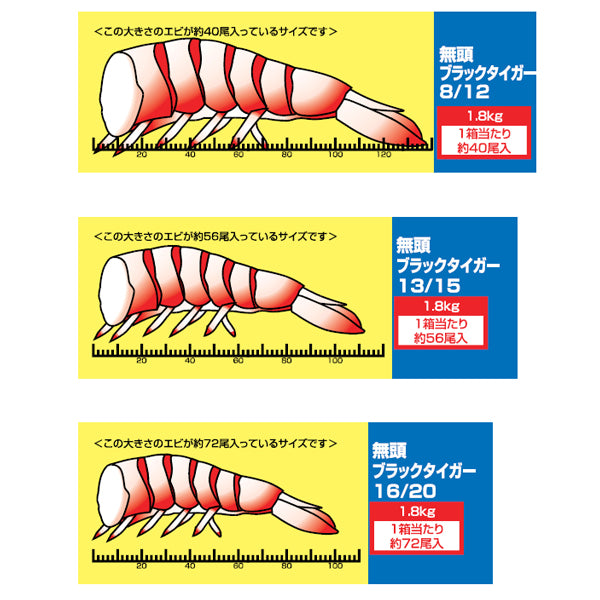 ブラックタイガー 無頭 21/25 1.8kg ( 海老 / えび / エビ / ブロック凍結 / BT )